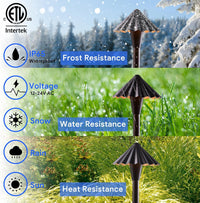 CDPAL04 Ombrello Ondulato LED Landscape 3CCT Pathway Lights, 3000K/4000K/5000K, 5W 12-24V AC/DC Low Voltage Oil-Rubbed Bronze Hexagonal Outdoor Landscape Lighting