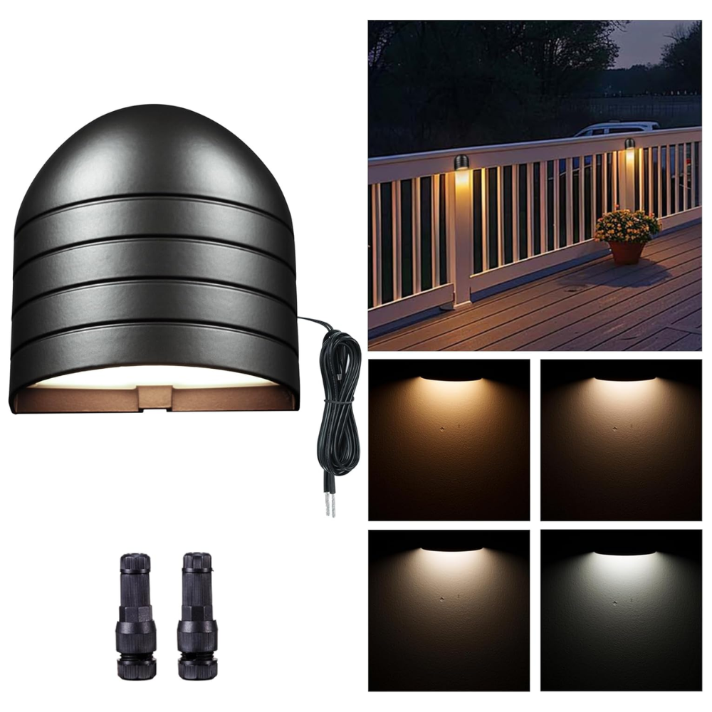 Outdoor Landscape Lighting LED 12V Low Voltage DLA08 5W 250LM Low Voltage 12V-24V 5CCT 2700K/3000K/3500K/4000K/5000K Integrated LED Outdoor Fence Deck Down Light Package, Step Patio Landscape Lights 1 Pack Black