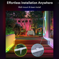 SLNR06 Dotless COB Smart Wi-Fi RGBAICW 1.45W/ft Neon LED Strip Light DC24V IP65 Outdoor Rated Dimmable Low Voltage Silicone Strip Light with Mounting Clips, Screws, Power Adapter and Remote Control