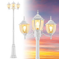 PLH02 Classic Black or White Aluminum 3-Head Post Light 92.5