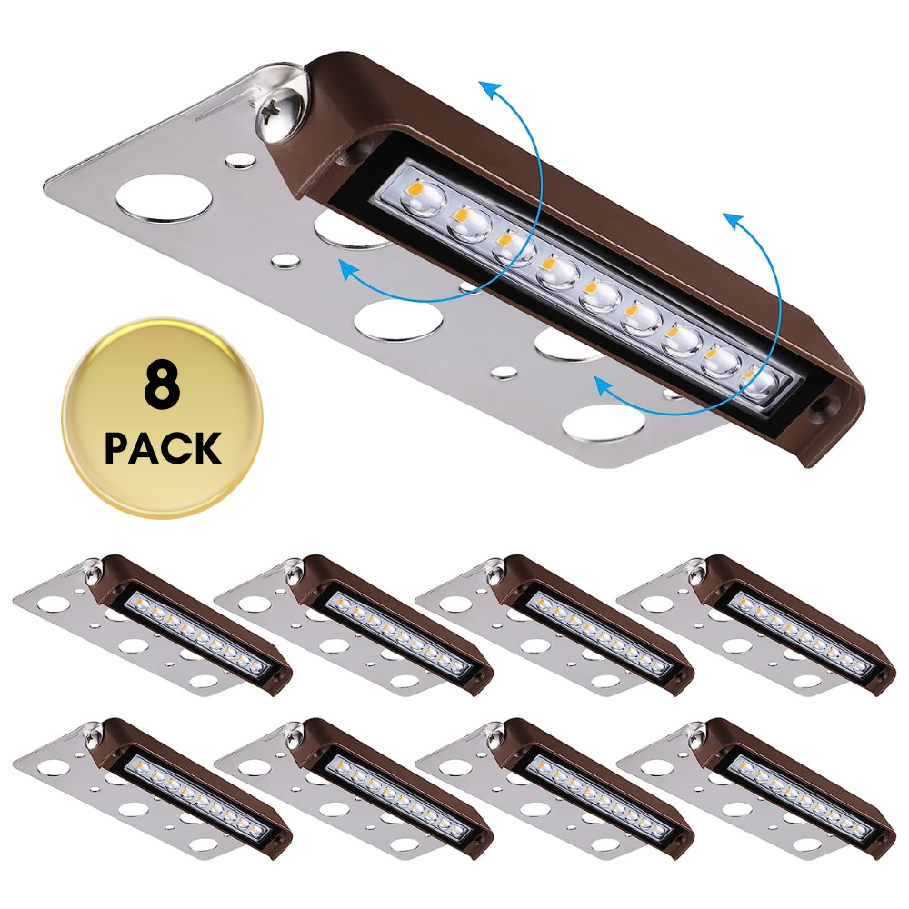 ELA06 8-Pack 7 Inch 4.5W 2700K/5000K LED Retaining Wall Lights, Hardscape Color Changing 12V Low Voltage Landscape Lights