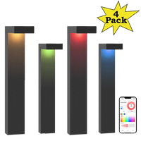 ALPR19 4-Pack 3W RGBCW Bluetooth Smart LED Landscape Pathway Light Package, 9-15V Low Voltage Modern Path Lights
