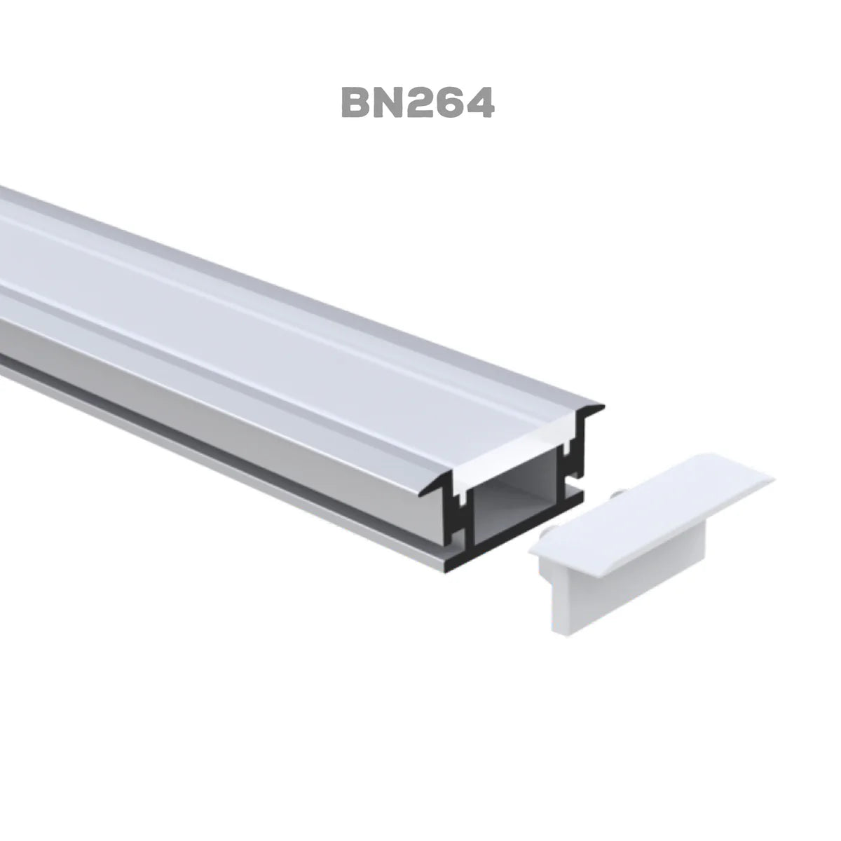 BN264 Rectangular Floor In-Ground Driveway Walkway 8 ft Aluminum Channel 10 Pack LED Strip Light Cover End Caps