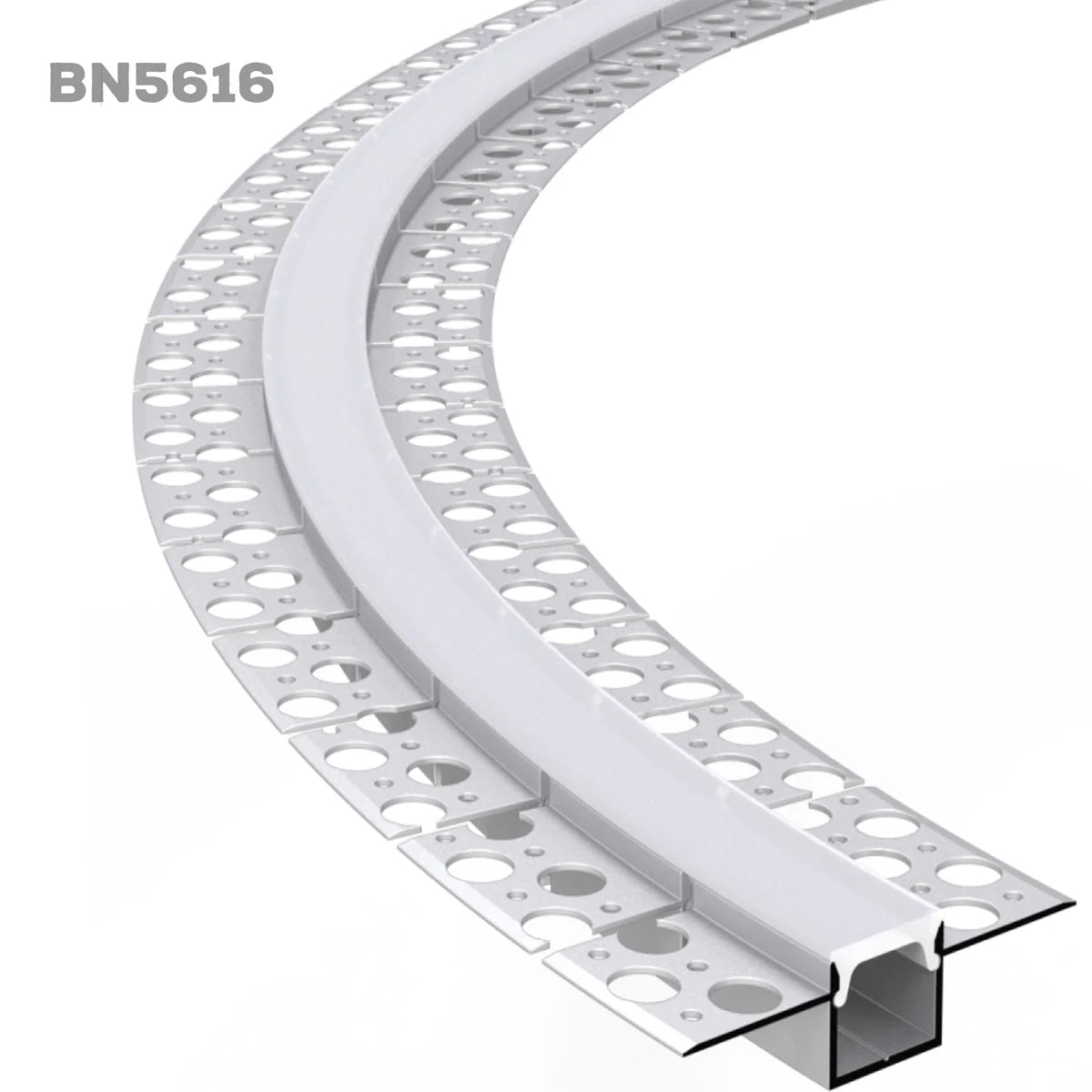 BN5616 Plaster In 8 ft Bendable Aluminum Channel 10 Pack LED Strip Light Cover