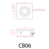 CB06 1.5W DC12V Low Voltage Dimmable Recessed Square Cast Aluminum LED Puck Light Cabinet Downlighting