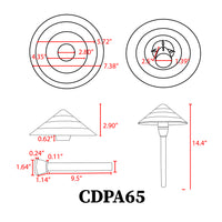 CDPA65 3W 12V Beaded Swivel Hat 3000K Warm White Integrated LED 12V Low Voltage Aluminum Path Light