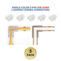 5-Pack SLD 2-Pin Low-Voltage for Single-Color COB Dotless Strip Light Connectors 5mm, 8mm and 10mm