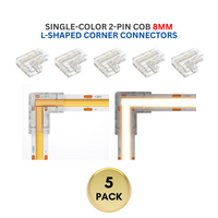 5-Pack SLD 2-Pin Low-Voltage for Single-Color COB Dotless Strip Light Connectors 5mm, 8mm and 10mm