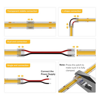 5-Pack SLD 2-Pin Low-Voltage for Single-Color COB Dotless Strip Light Connectors 5mm, 8mm and 10mm
