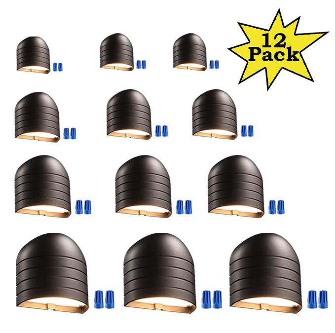 DLA04 12-Pack 5W Low Voltage 3000K Warm White Integrated  LED Outdoor Fence Deck Down Lights Package, 12V LED Step Patio Landscape Lights