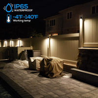 DLA04 12-Pack 5W Low Voltage 3000K Warm White Integrated  LED Outdoor Fence Deck Down Lights Package, 12V LED Step Patio Landscape Lights