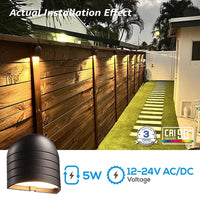DLA04 12-Pack 5W Low Voltage 3000K Warm White Integrated  LED Outdoor Fence Deck Down Lights Package, 12V LED Step Patio Landscape Lights