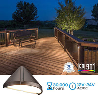 DLA05 4-Pack 5W Low Voltage Integrated LED Outdoor Fence Deck Down Lights Package, 12V LED Step Patio Landscape Lights