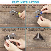 DLA05 4-Pack 5W Low Voltage Integrated LED Outdoor Fence Deck Down Lights Package, 12V LED Step Patio Landscape Lights