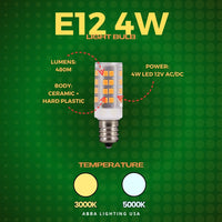 E12 4W SMD 12V Low Voltage LED Light Bulbs Dimmable Energy Saving Light Bulb