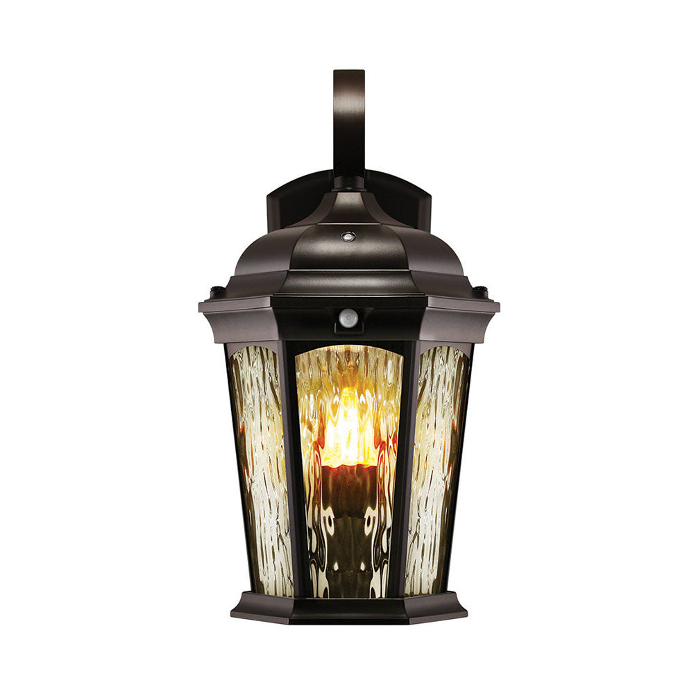 Outdoor Landscape Lighting LED 12V Low Voltage Aluminum LED Wall Flame Lantern with Water Glass 12.5W 1200lm 3000K with Flame Bulb Effect Fixture with Photocell and Motion Sensor Integrated LED Line Voltage 120V AC IP65 Waterproof