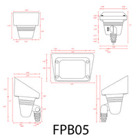 FPB05 Cast Brass Rectangular LED 12V Low Voltage Directional Floodlight Adjustable Landscape Lighting
