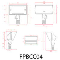 FPBCC04 Cast Brass 3CCT Adjustable 2W-7W Rectangular Built-In LED Flood Light 12V Low Voltage Fixture
