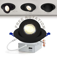 LED Canless Recessed Light 4x/8x/12x Package 9W 4 inch Gimbal 5CCT Dimmable Adjustable Directional Retrofit Eyeball Lighting with Jbox ETL Rated