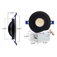 LED Canless Recessed Light 4 inch Gimbal 5CCT Dimmable Adjustable Directional Retrofit Eyeball Lighting with Jbox ETL Rated