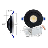 LED Canless Recessed Light 4x/8x/12x Package 9W 4 inch Gimbal 5CCT Dimmable Adjustable Directional Retrofit Eyeball Lighting with Jbox ETL Rated