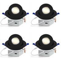 LED Canless Recessed Light 4x/8x/12x Package 9W 4 inch Gimbal 5CCT Dimmable Adjustable Directional Retrofit Eyeball Lighting with Jbox ETL Rated