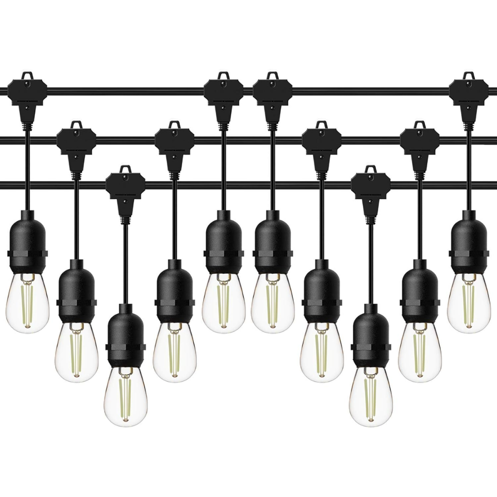 Outdoor Landscape Lighting LED 12V Low Voltage SL103 2800K Warm White LED Low Voltage Bistro String Lights 50 FT Outdoor Weatherproof 10pcs Connect Anywhere 12V Edison Bulbs No Hanging Kit