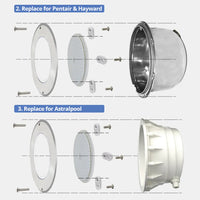 PL54 Pool and Spa RGB/RGBW Color Changing 12V Stainless Steel Low Voltage Light IP68