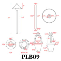 PLB09 Brass LED Cone Lamp Ready 12V Low Voltage Pathway Outdoor Landscape Lighting Fixture