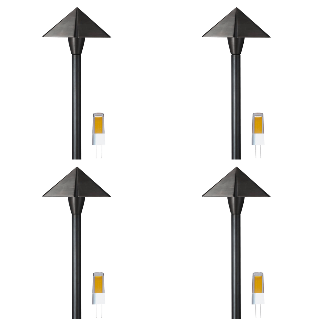 Outdoor Landscape Lighting LED 12V Low Voltage PLB19 4x/8x/12x Package Brass LED 12V Low Voltage Pathway Outdoor Lighting Landscape Fixture with G4 3W 3000K Bulb 4 Pack