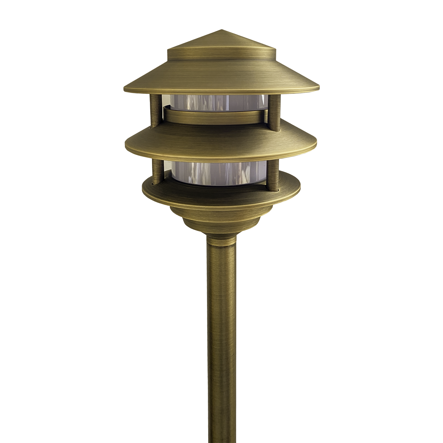 PLB22 Cast Brass Pagoda LED 12V Low Voltage Pathway Outdoor Lighting Landscape Fixture