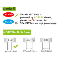 5 Pack G4 3W Bi Pin 3000K/6000K LED Ceramic Capsule 120V Line Voltage Bulb Energy Efficient Light