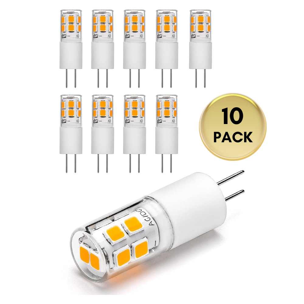 10 Pack G4 1.3W Bi Pin 3000K/6000K LED Ceramic Capsule 120V Line Voltage Bulb Energy Efficient Light