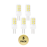 5 Pack G4 3W Bi Pin 3000K/6000K LED Ceramic Capsule 120V Line Voltage Bulb Energy Efficient Light