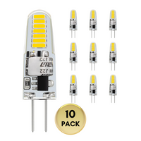 10 Pack 120V Line Voltage G4 1.2W Bi Pin 3000K/6000K LED Silicone Capsule Bulb Energy Efficient Light