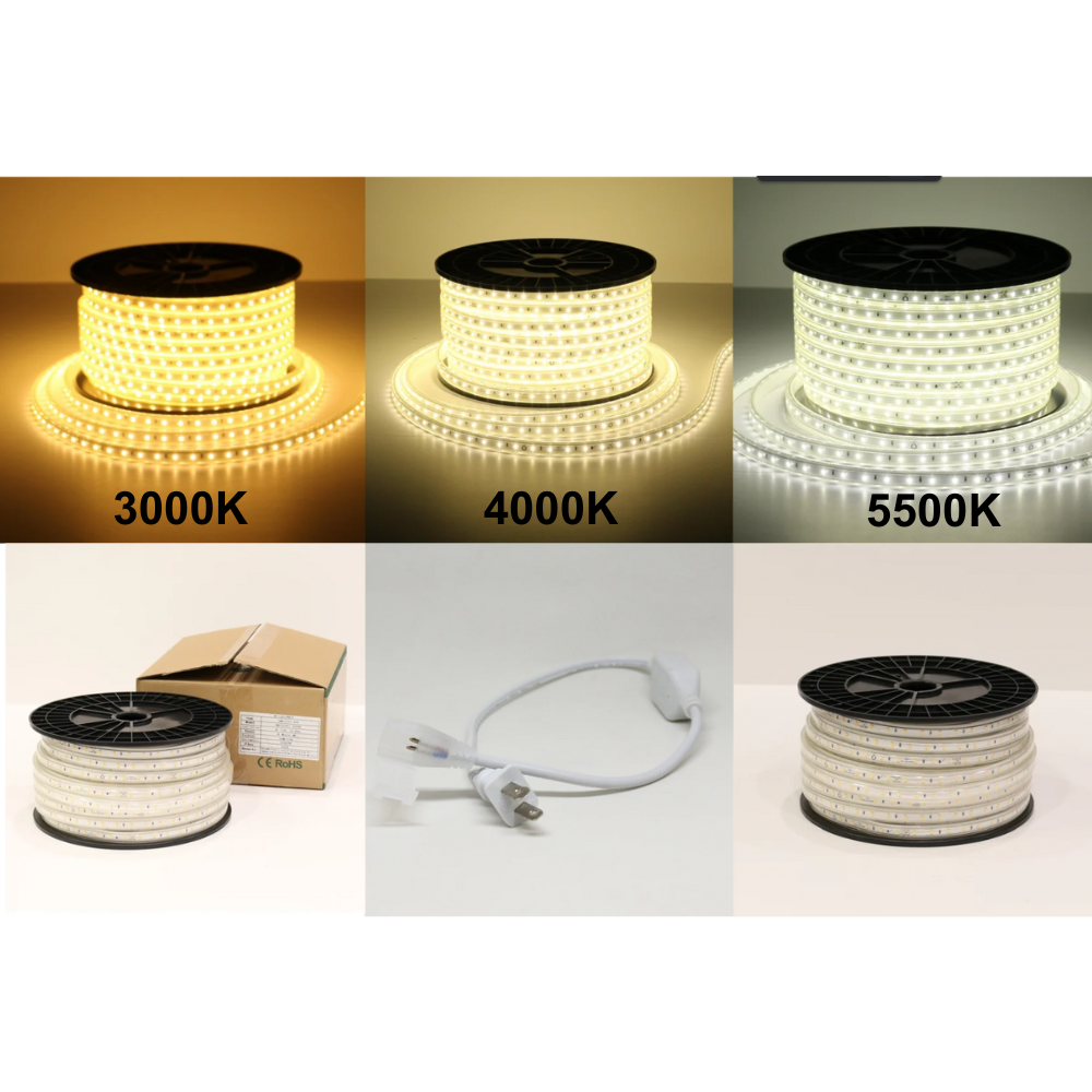 Outdoor Landscape Lighting LED 12V Low Voltage SL10 Dotted 110V 165ft 2.4W/ft Single-Color SMD283 LED Strip Lights High Voltage Tape Light IP65