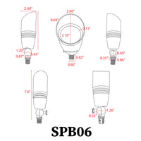 SPB06 Cast Brass 12V Low Voltage LED Outdoor Landscape Spotlight