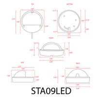 STA09 3W Integrated LED Round Aluminum Deck Light Surface Mount 12V Low Voltage Landscape Lighting
