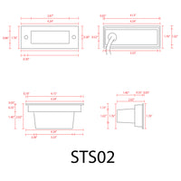 STS02 Aplique de pared de ladrillo empotrado para exteriores Accesorio de iluminación para escalones/escaleras LED