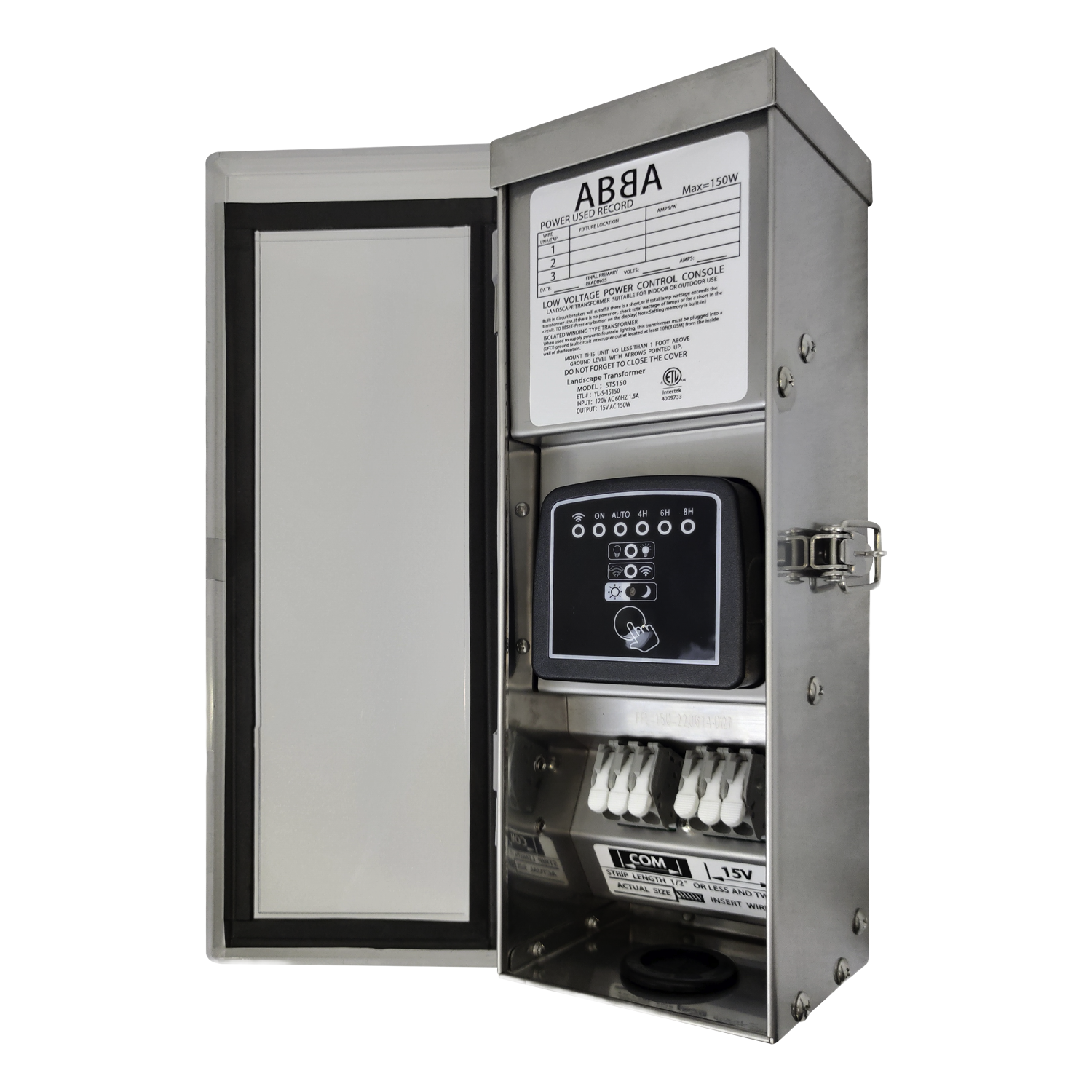 STSW150 150W Stainless Steel Smart WIFI 15V Low Voltage Transformer with Photocell & Timer IP65