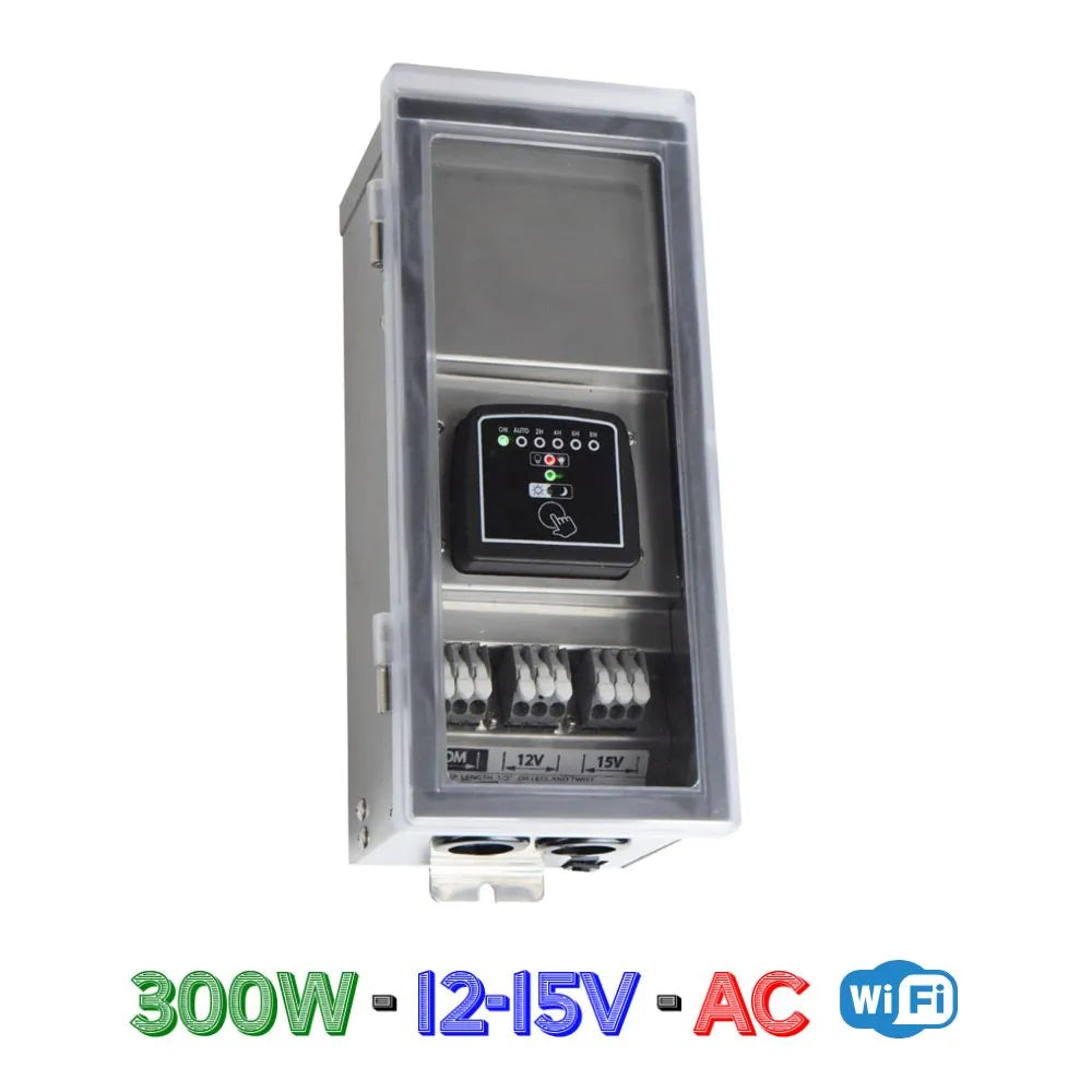 STSW300 300W Stainless Steel Smart WI-FI 12V, 15V Low Voltage Transformer with Photocell & Timer IP65