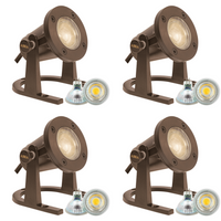 ULB01 4x/8x/12x Package 12V Low Voltage Underwater Brass LED Fountain Pond Lighting with 5W 3000K Bulb