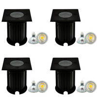 UNS01 4x/8x/12x Package 12V Low Voltage LED In-Ground Well Light Square Stainless Steel Landscape Lighting Waterproof with 5W 3000K Bulb
