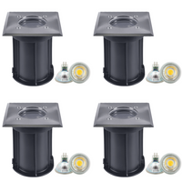 UNS01 4x/8x/12x Package 12V Low Voltage LED In-Ground Well Light Square Stainless Steel Landscape Lighting Waterproof with 5W 3000K Bulb