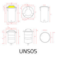 UNS05 Stainless Steel Tri Directional Three Slit In-Ground 12V Low Voltage LED In Ground Landscape Lighting