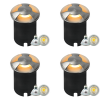 UNS05 4x/8x/12x Package Stainless Steel Tri Directional Three Slit In-Ground 12V Low Voltage LED In Ground Landscape Lighting with 5W 3000K Bulb