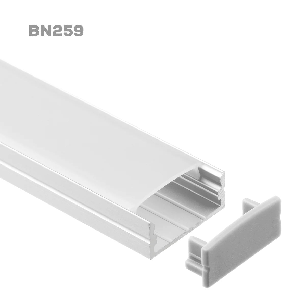 Outdoor Landscape Lighting LED 12V Low Voltage BN259 Large Rectangular 8 ft Aluminum Channel 0.90" x 0.40" 10 Pack LED Strip Light Cover End Caps