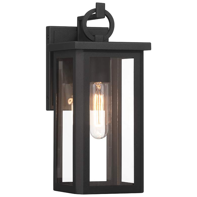 Boadie 1 Light Outdoor Sconce 5.5"x13" Stainless Steel and Glass Matte Black Finish 120V E26 LED Bulb Socket for Patio, Garden, Exterior Walls
