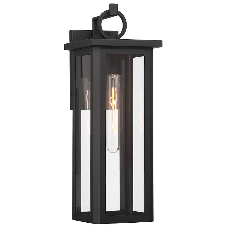Boadie 1 Light Outdoor Sconce 6.5"x18.5" Stainless Steel and Glass Matte Black Finish 120V E26 LED Bulb Socket for Patio, Garden, Exterior Walls