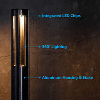 ALP53 6-Pack Low Voltage Pathway Lights Package Cast Aluminum, 3W 12V AC/DC LED Walkway Lighting